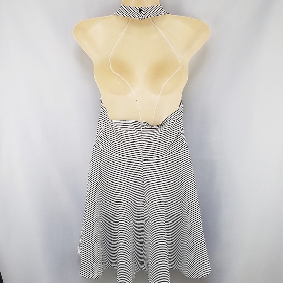 Forever 21 Black/White Striped Halter Dress M - Picture 5 of 8